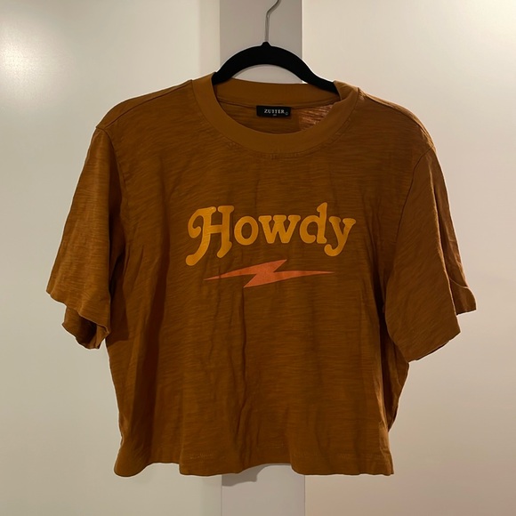 Rust orange howdy crop tee, size large - Picture 1 of 2